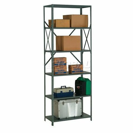 GLOBAL INDUSTRIAL 6 Shelf, 18 Ga Open Steel Shelving Unit, 36inW x 18inD x 97inH, Gray 562231A